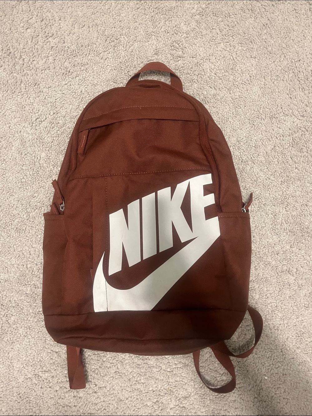 Nike Brown Backpack with Large White Swoosh